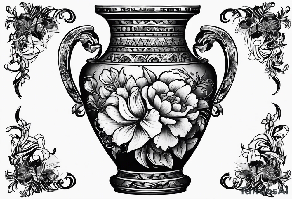 drawing ancient flower vase tattoo idea