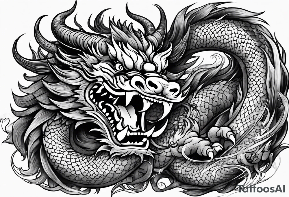 Chinese dragon fighting a Chinese bull tattoo idea