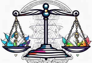 Libra scale with autism awareness pattern tattoo idea