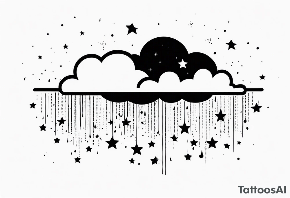 cloud raining stars tattoo idea