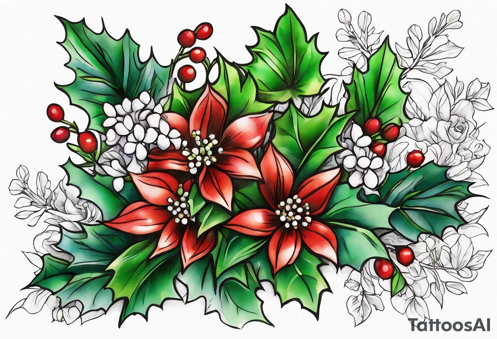 Holly floral bouquet tattoo idea