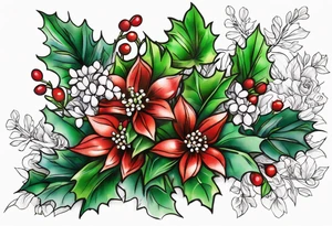 Holly floral bouquet tattoo idea