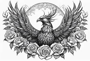 phoenix rising from roses and thorns tattoo idea