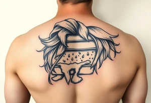 A melting lunchbox with long flowing hair tattoo idea