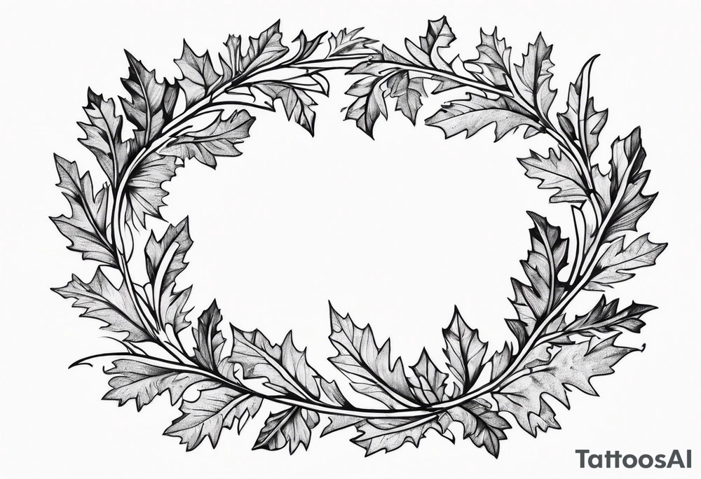 White oak leaf wreath tattoo idea