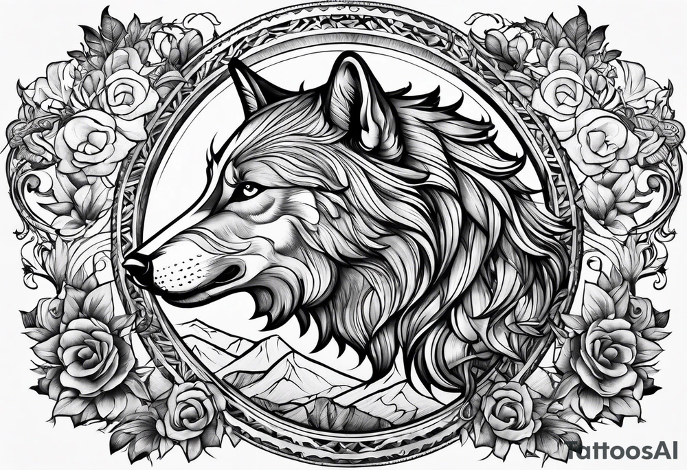 Cheval et loup enlacé tattoo idea