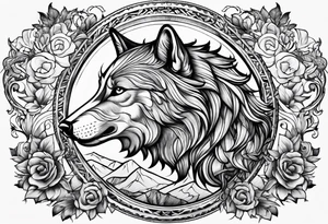 Cheval et loup enlacé tattoo idea