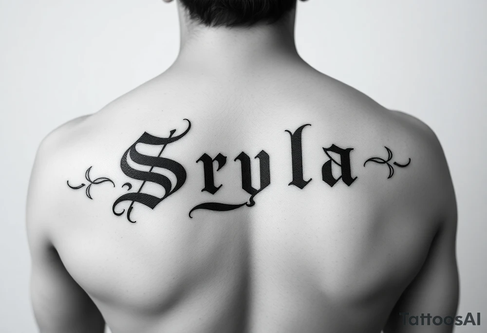 The word Skyla in old English tattoo idea