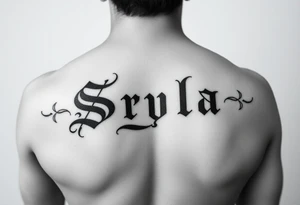 The word Skyla in old English tattoo idea