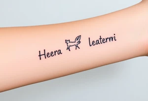 Greek black goddess Hera holding a baby in her right an a ak in the left tattoo idea