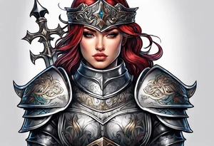 woman saint in armor tattoo idea