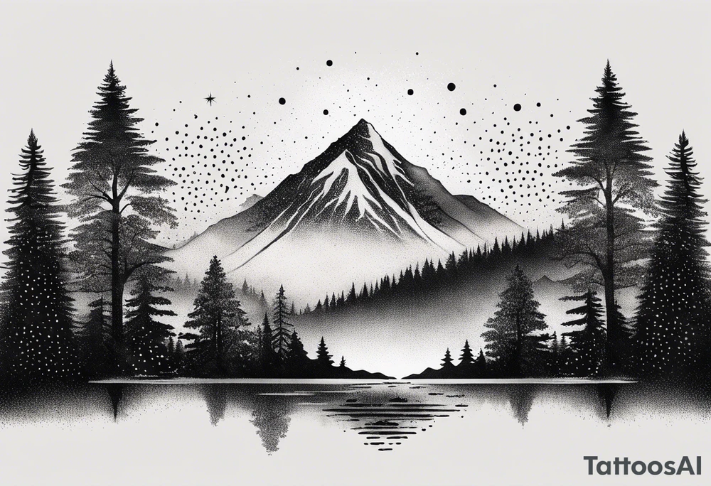small mountain and trees tattoo idea