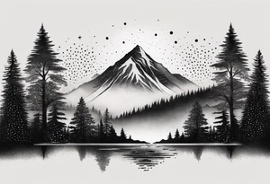 small mountain and trees tattoo idea