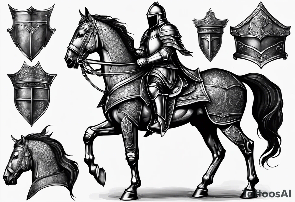 knight in heavy armor full body tattoo idea