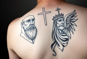 Father son and the holy spirit tattoo, no human faces, be creative with it.  Use only non human imagry tattoo idea