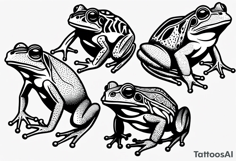Variety of frogs flash sheet tattoo idea
