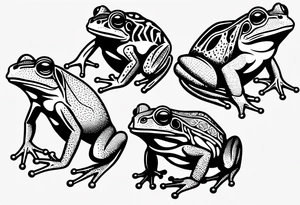 Variety of frogs flash sheet tattoo idea