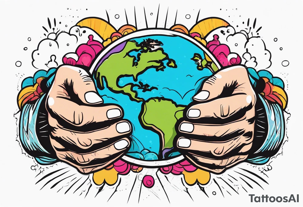 Strong hands holding world tattoo idea
