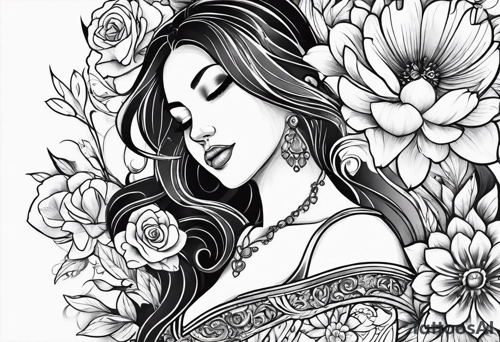 Mom and son , hearts and flowers tattoo idea