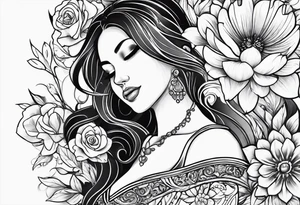 Mom and son , hearts and flowers tattoo idea