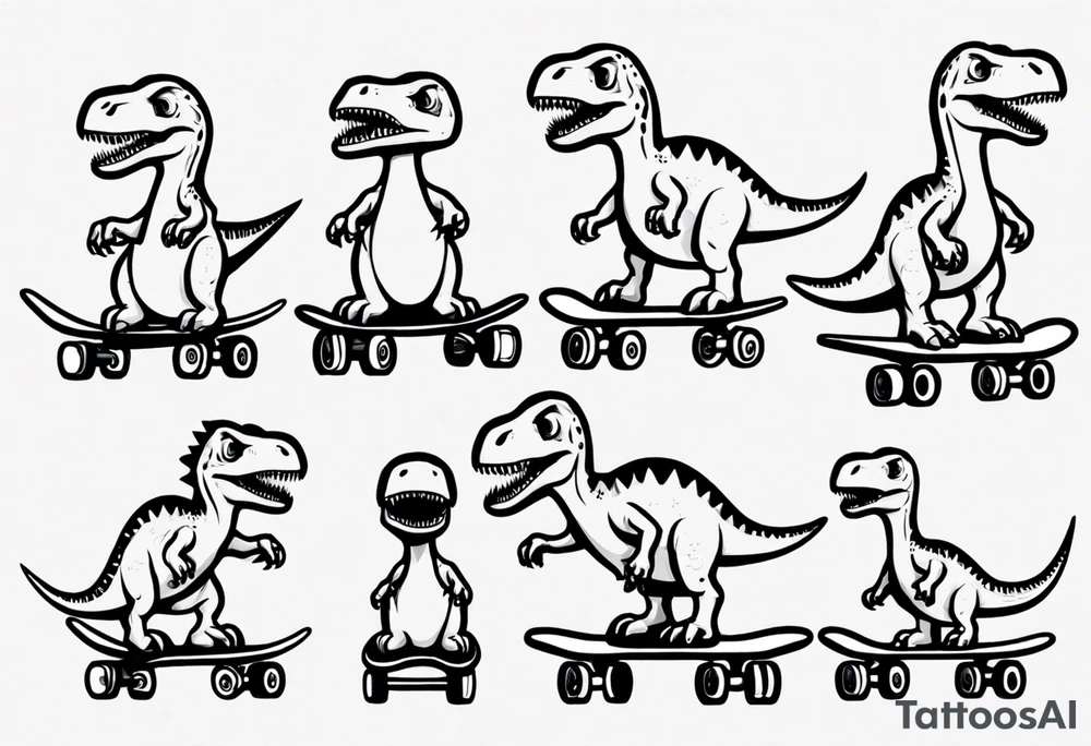 dinosaur riding a skateboard tattoo idea