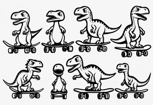 dinosaur riding a skateboard tattoo idea