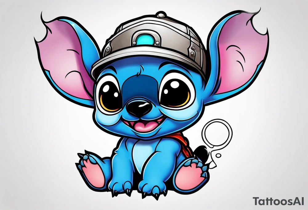 Baby stitch with welding hat tattoo idea