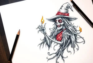 Zombie witch burned at the stake tattoo idea