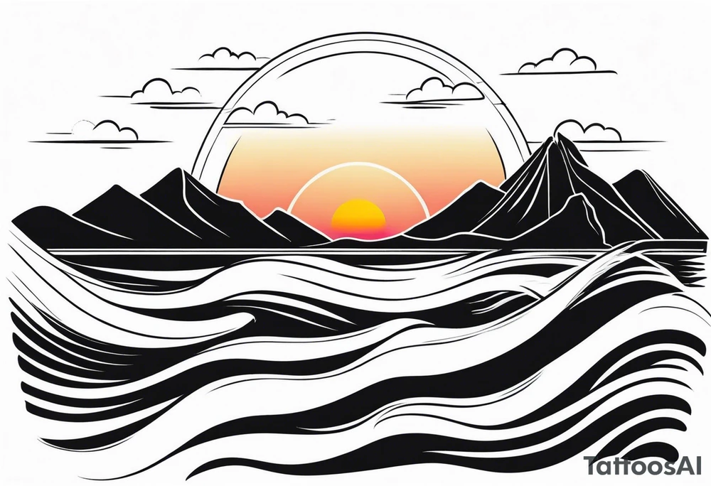 Sea and sunset tattoo.
Simple. black and white. tattoo idea