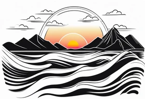Sea and sunset tattoo.
Simple. black and white. tattoo idea