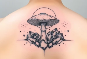 Mushroom, crystals and the moon tattoo idea