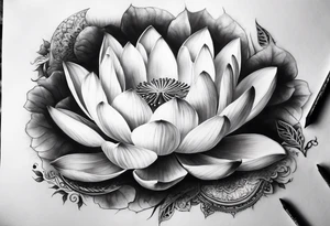 İçerisinde kaplan gül lotus çiçeği ay ve kral tacının bulunduğu dirsekten aşağı bir dövme tasarımı tattoo idea
