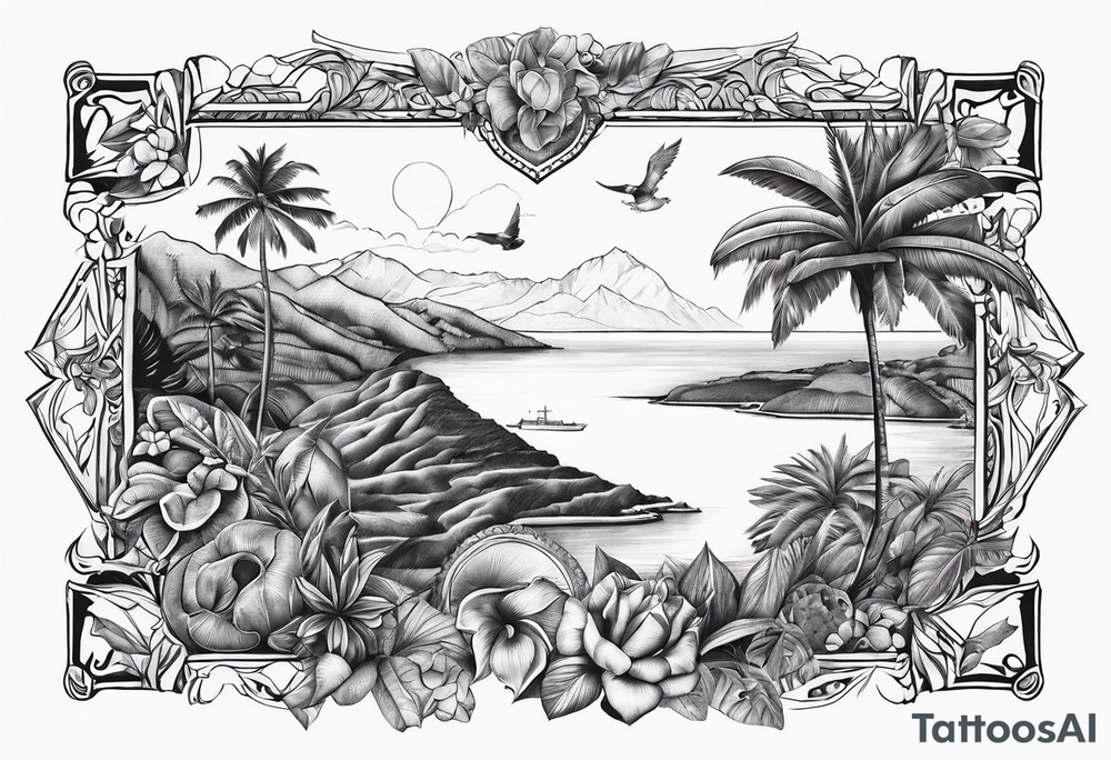 la carte de la guadeloupe française tattoo idea