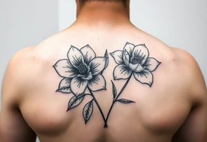 January birth flower with James and March birth flower with Robert tattoo idea