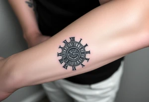 vintage roman numerals within ornate clockwork mechanism tattoo idea