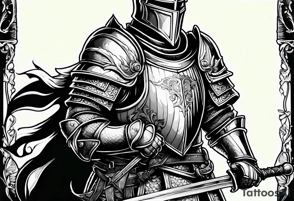 Medieval knight holding a sword tattoo idea
