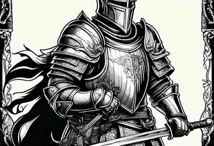 Medieval knight holding a sword tattoo idea