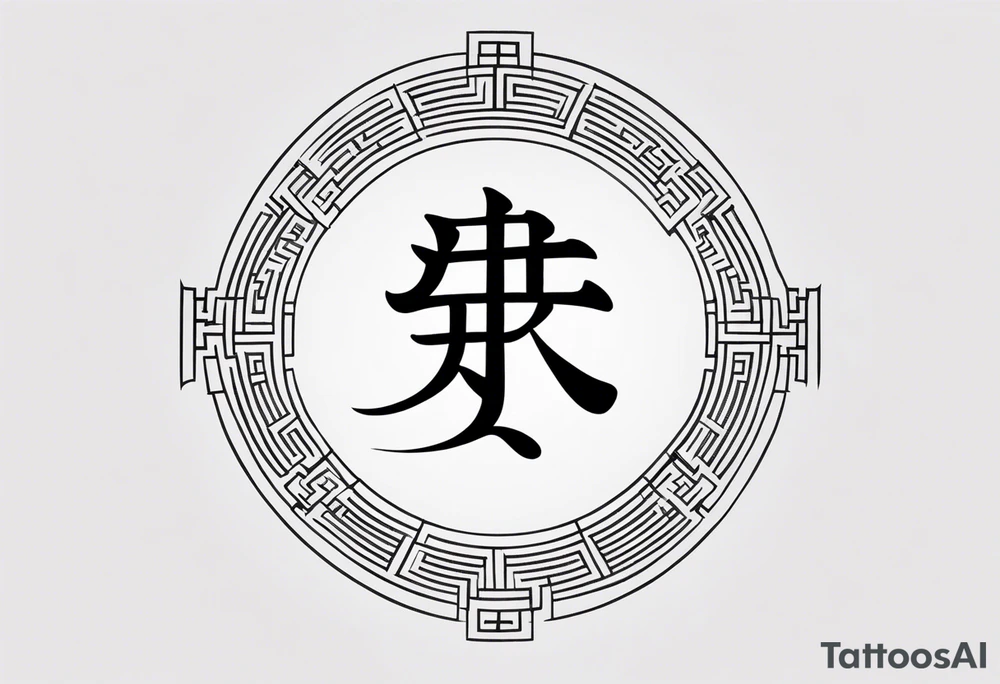 A minimal-styled tattoo design that represents the key concept of living a life is 'happiness' in Chinese characters. tattoo idea