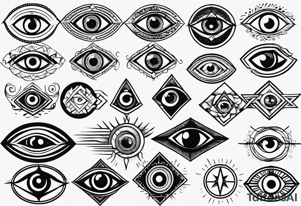 Variety of eye flash sheet tattoo idea