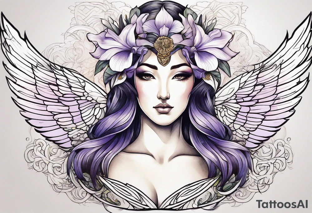 Greek goddess iris with wings tattoo idea