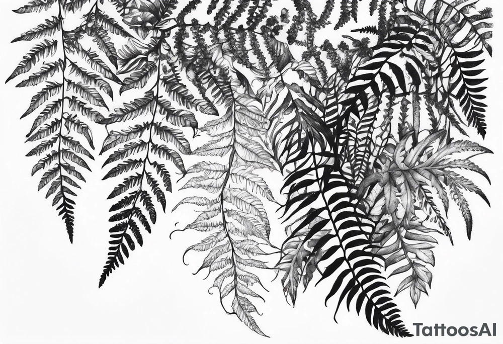 Vines and fern tattoos tattoo idea