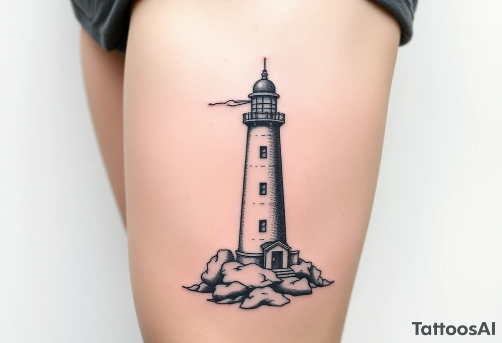 Simple lighthouse with pops tattoo idea