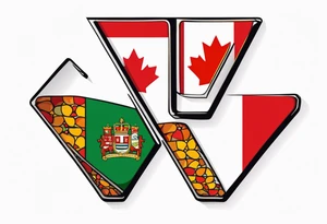 The letter C with the Canadian flag within the letter, overlapped with the letter R with the portuguese and Madeira flag within the letter tattoo idea