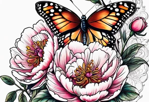Peony and a butterfly tattoo idea