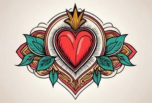 sacred heart traditonal vintage tattoo colorful tattoo idea