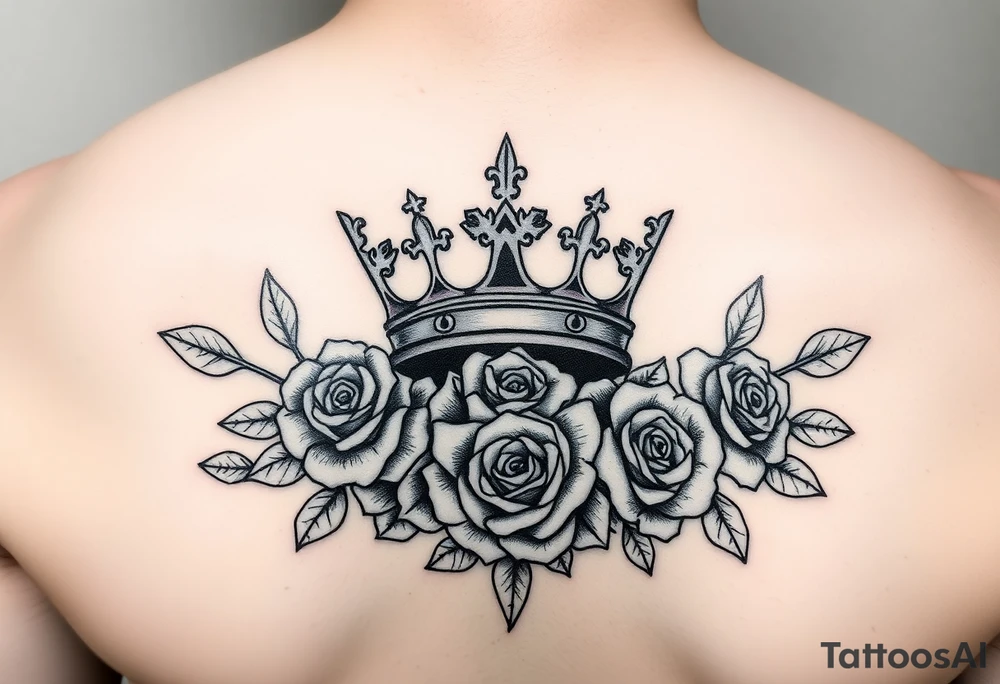 Medium side king crown above the name, David and roses Tatoo idea tattoo idea