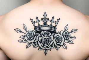 Medium side king crown above the name, David and roses Tatoo idea tattoo idea