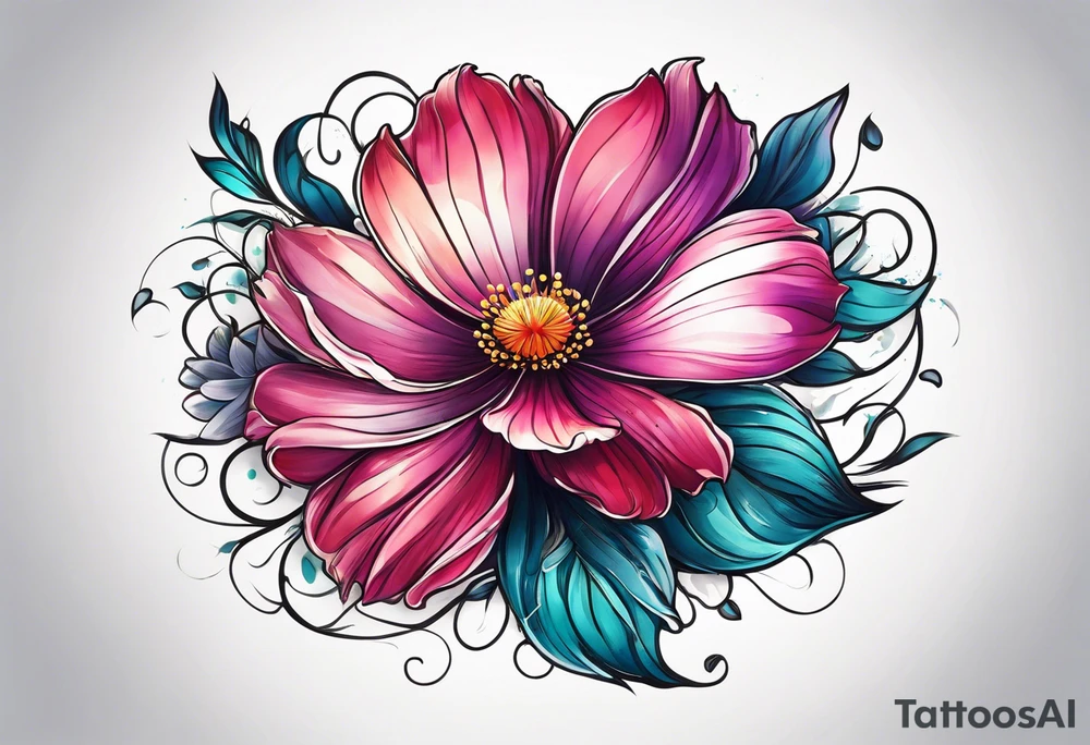 cosmos flower design tattoo idea