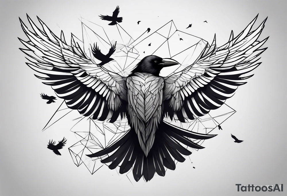 Crows flying out of a man’s back tattoo idea
