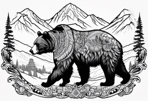 California Bear with the mammoth minarets inside the bear tattoo idea